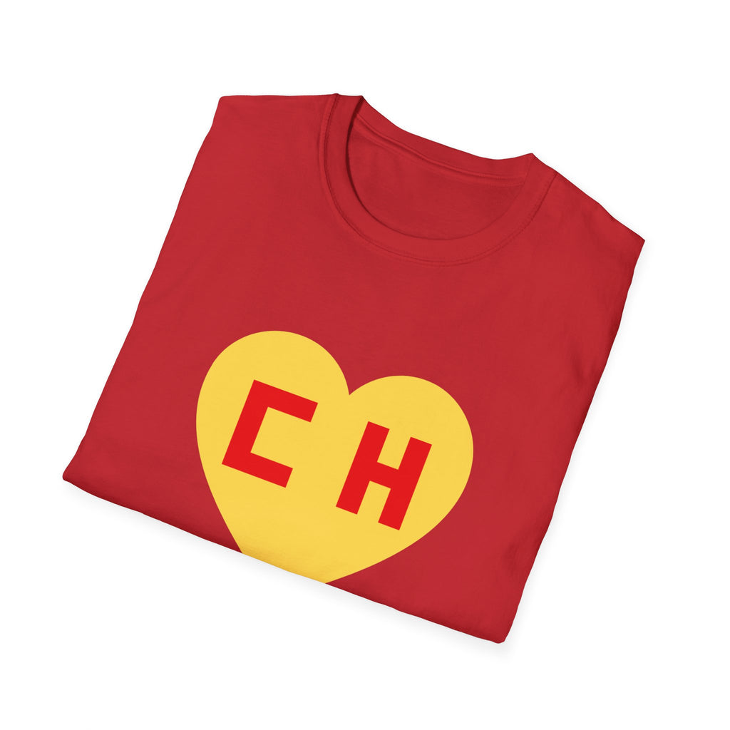 CHAPULIN COLORADO Graphic T-Shirt — Bold Yellow Heart with Red "CH"