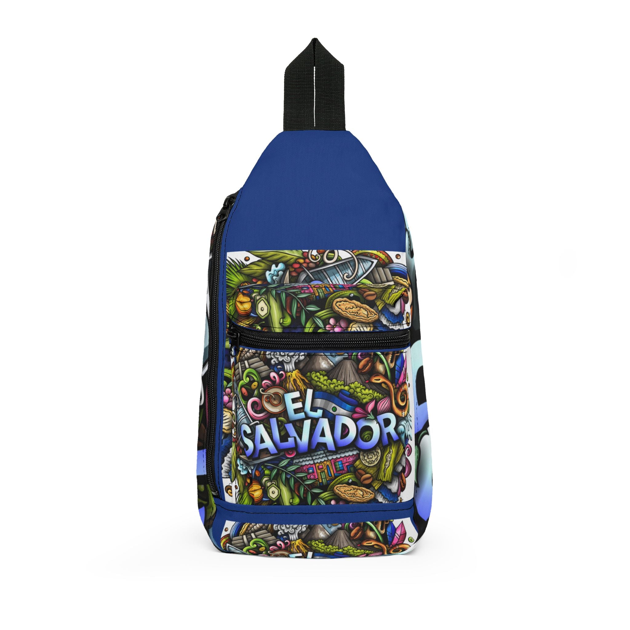 El Salvador Doodle Art Sling Bag | Blue