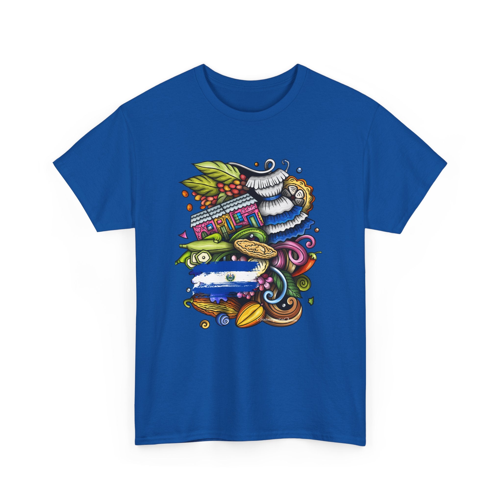 El Salvador Collage T-Shirt | Abstract Food & Waves Illustration