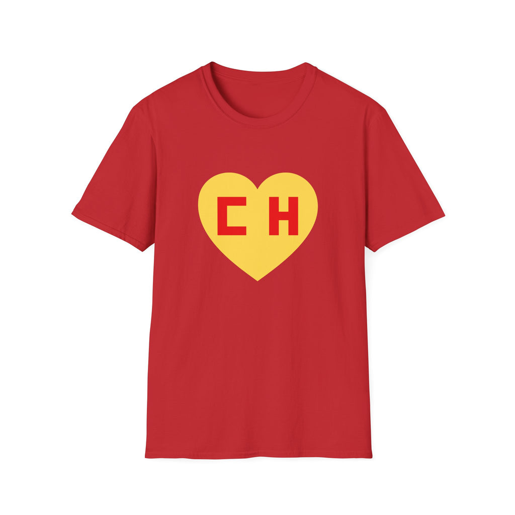 CHAPULIN COLORADO Graphic T-Shirt — Bold Yellow Heart with Red "CH"