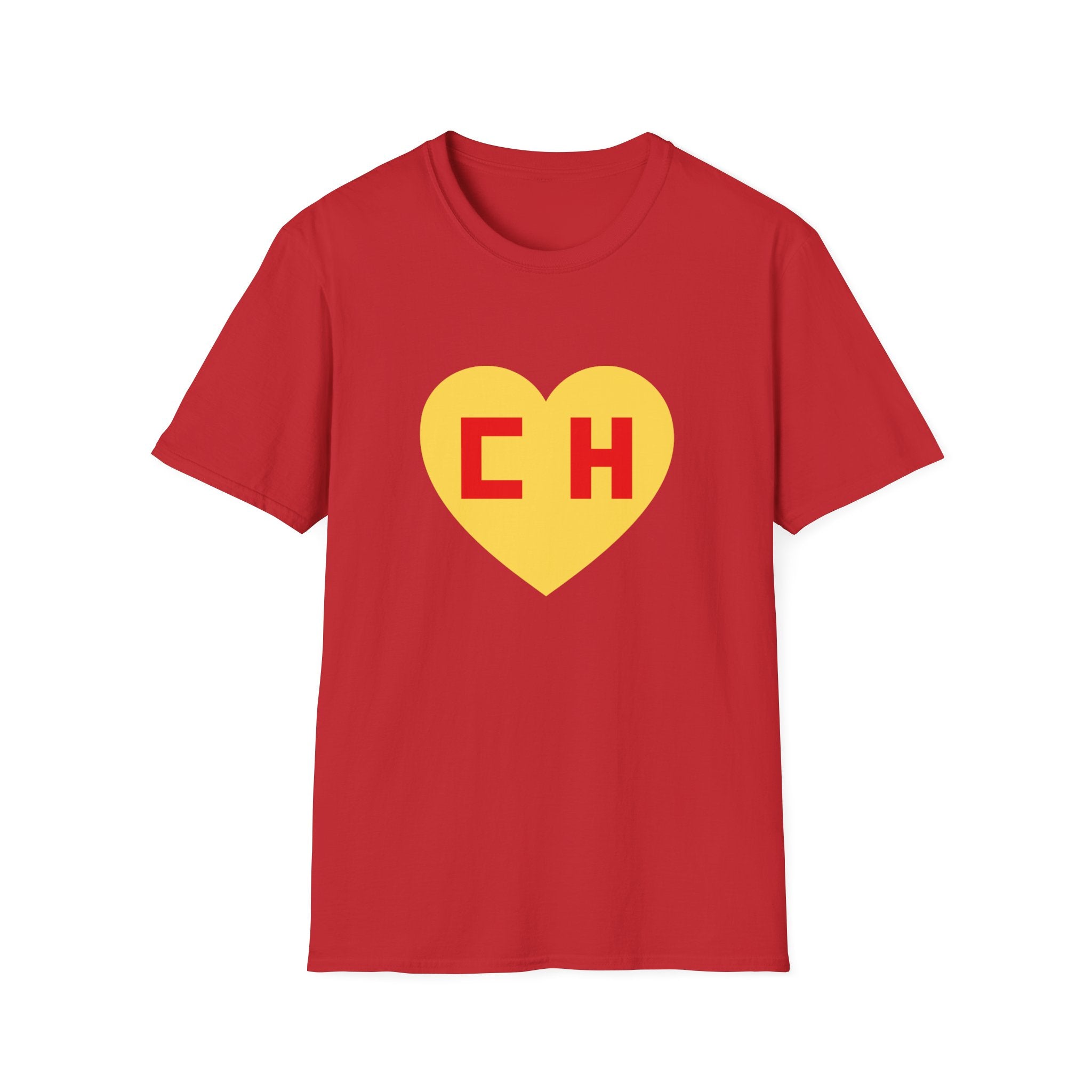 CHAPULIN COLORADO Graphic T-Shirt — Bold Yellow Heart with Red "CH"