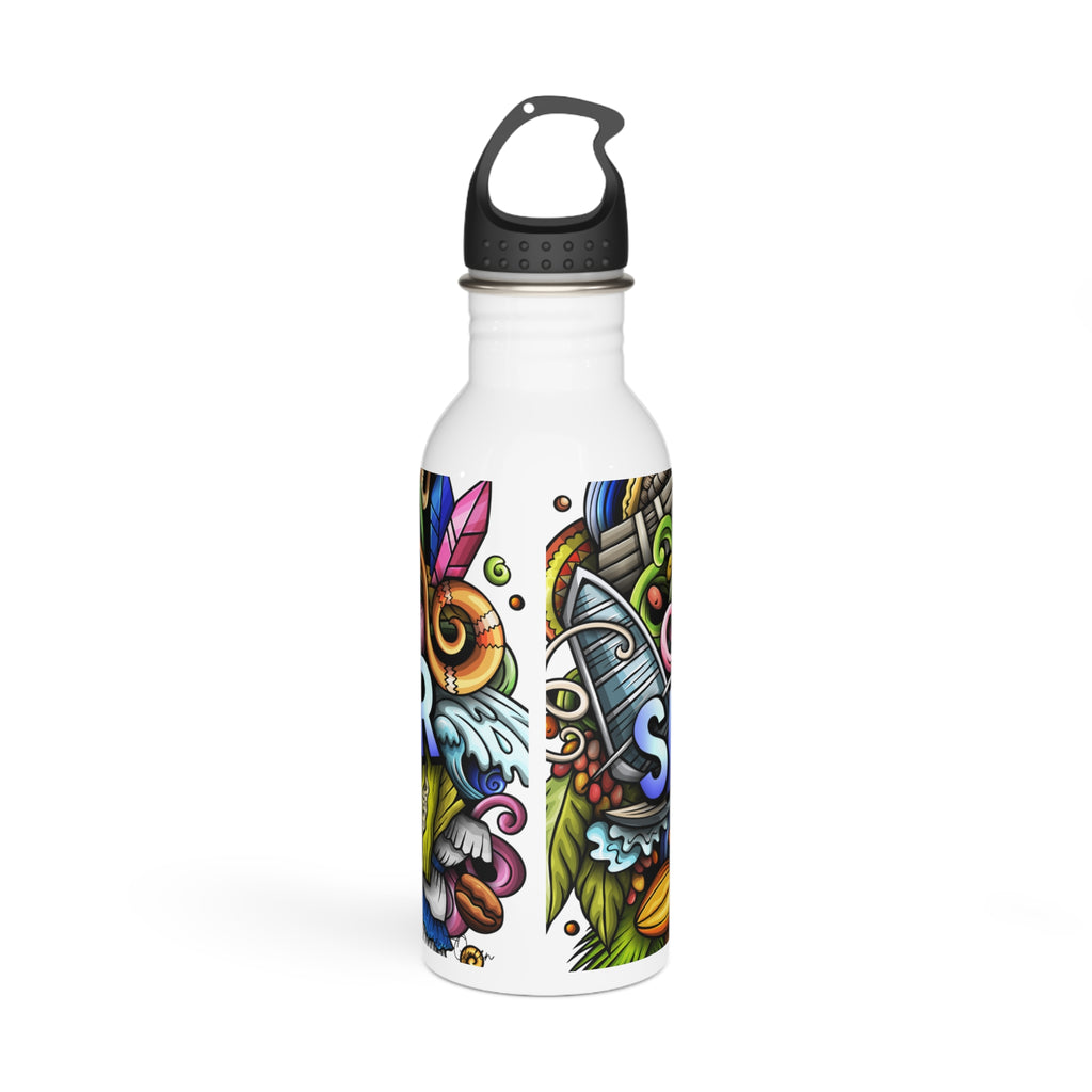 El Salvador Doodle Art Stainless Steel Water Bottle | Travel, Tropical Design