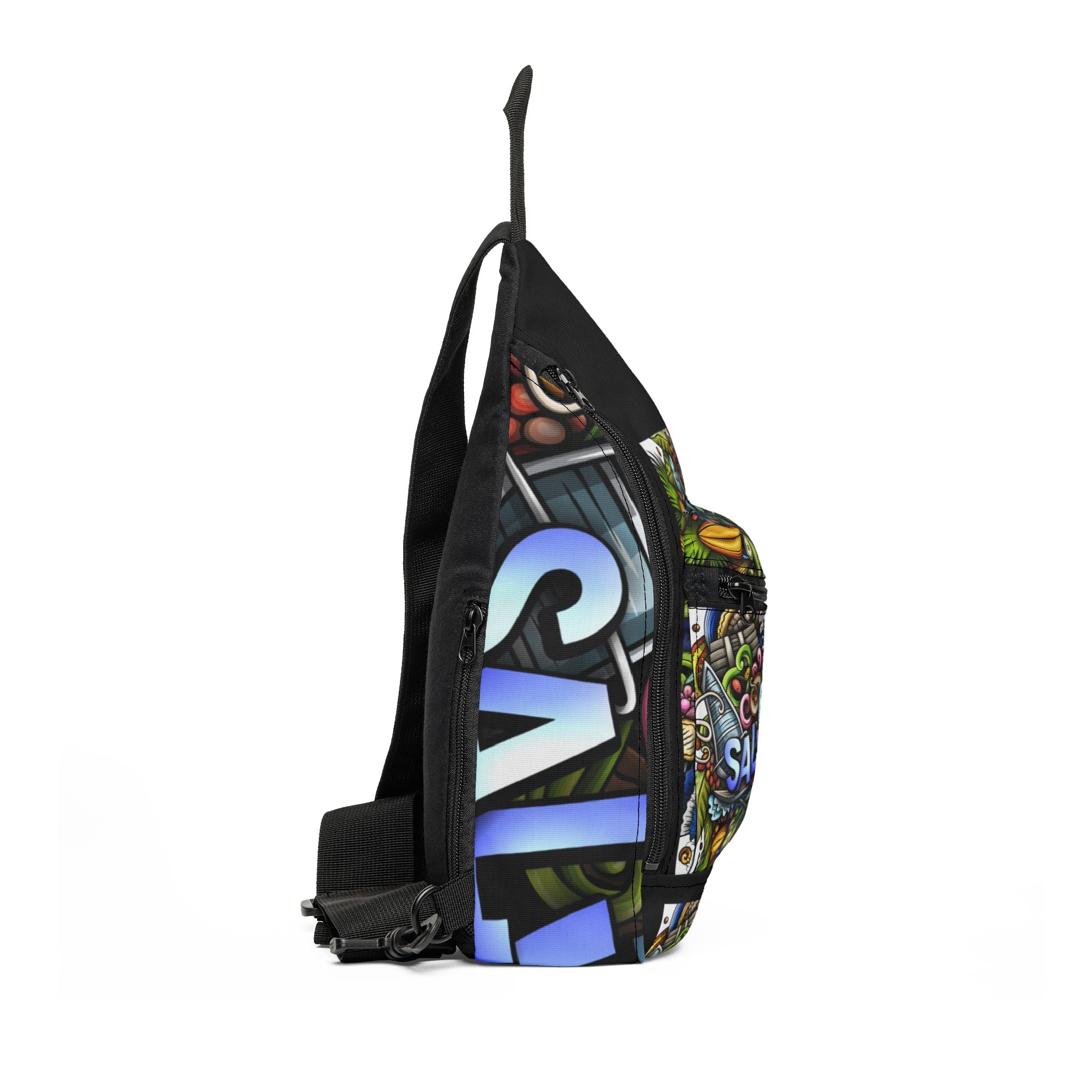 El Salvador Doodle Art Sling Bag | Black