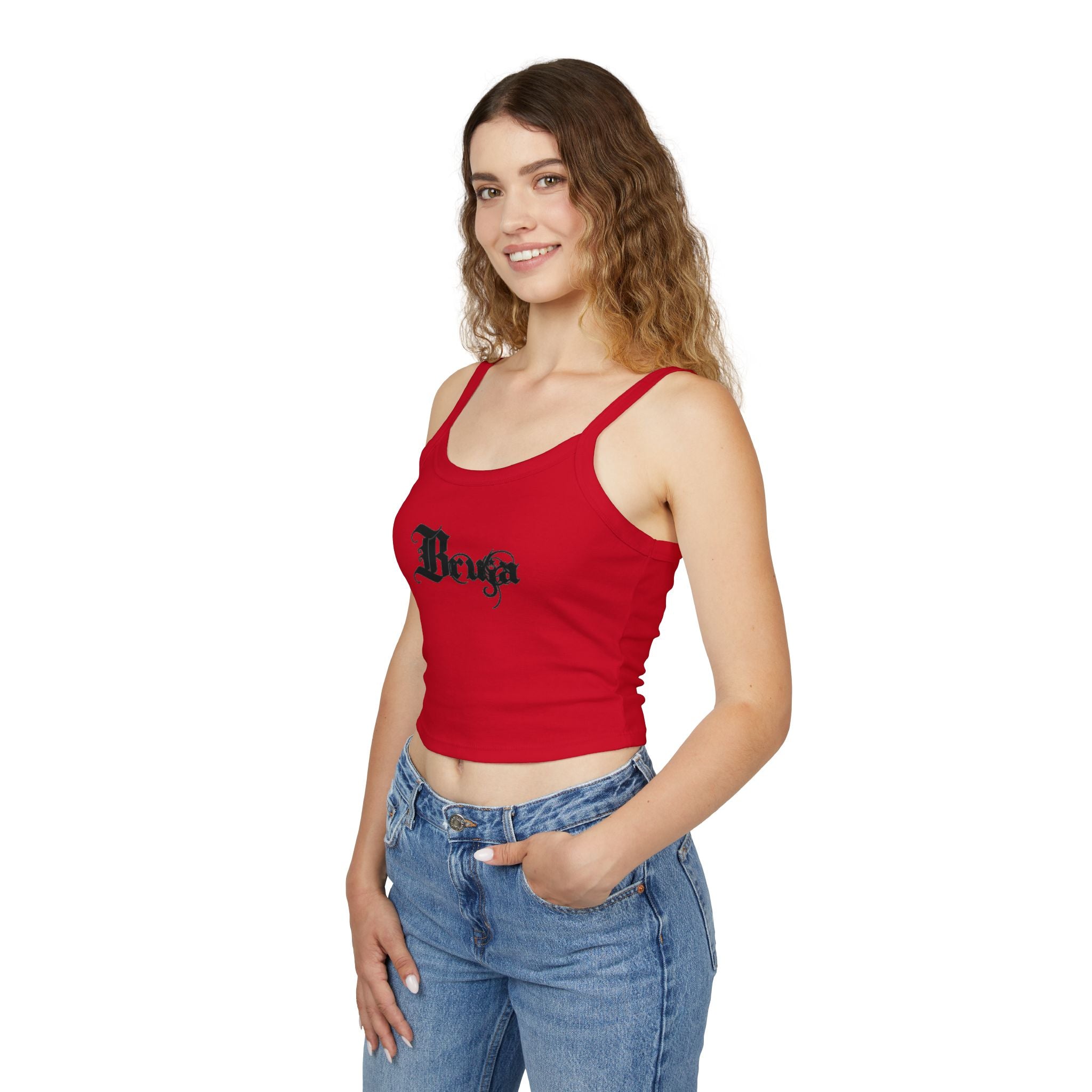 Gothic 'Bruja' Spaghetti Strap Tank — Women's Cropped Graphic Top