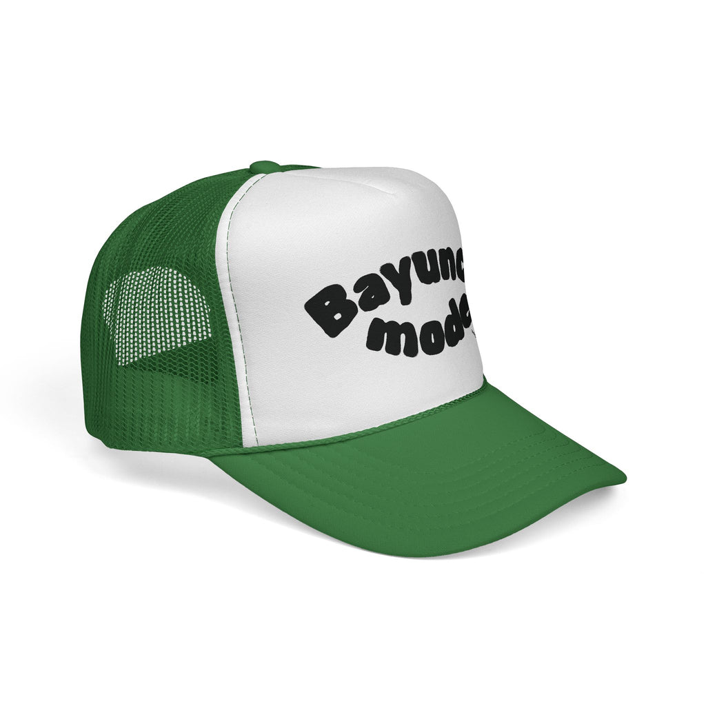 Bayunco Mode trucker cap | retro bubble text mesh hat