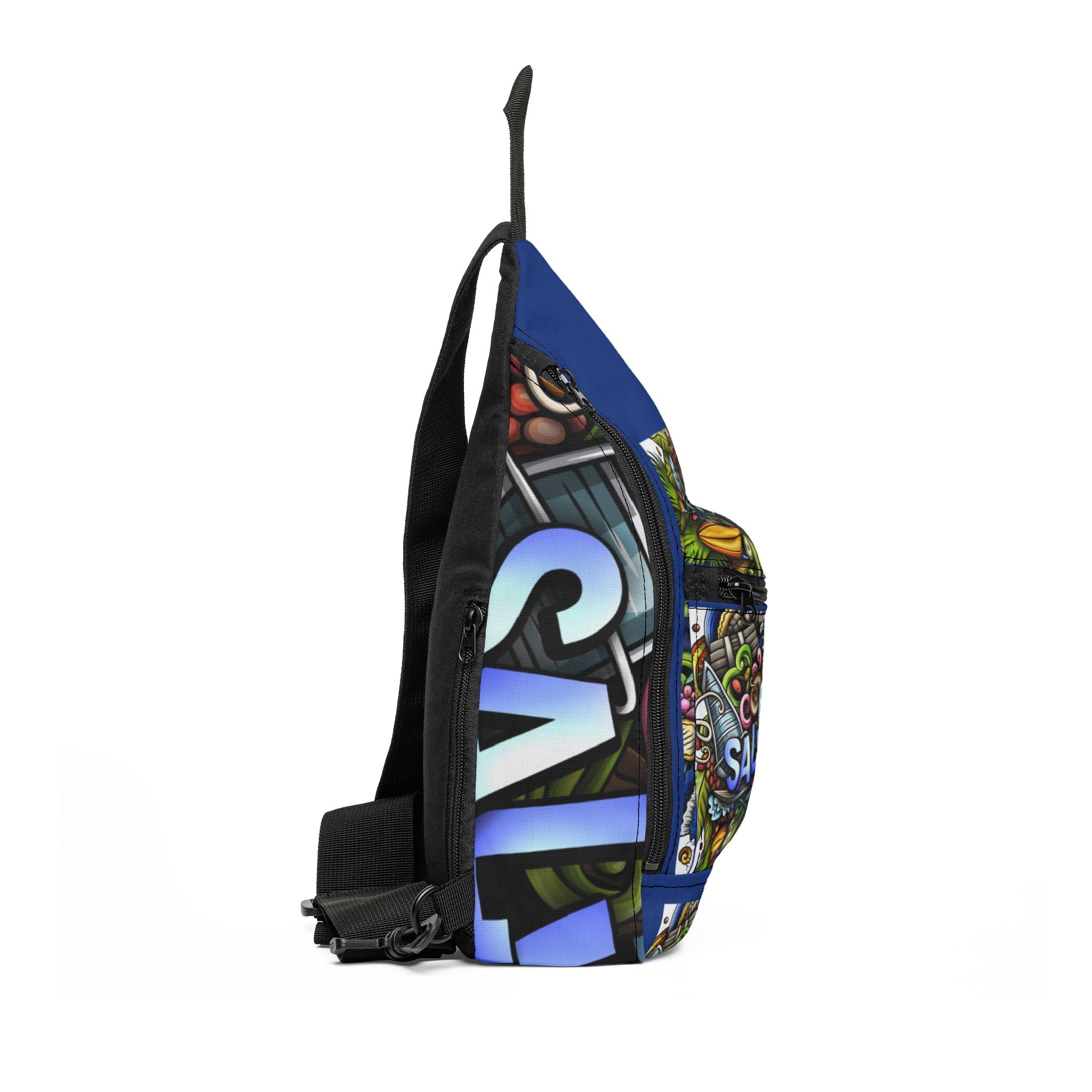 El Salvador Doodle Art Sling Bag | Blue