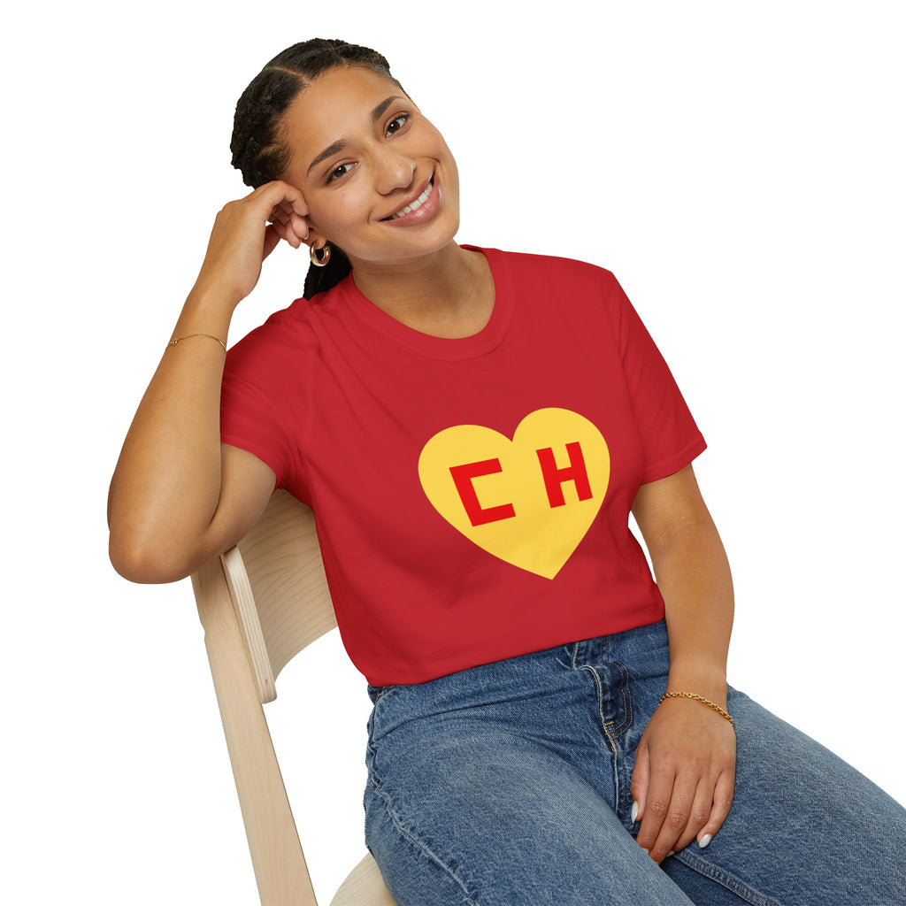CHAPULIN COLORADO Graphic T-Shirt — Bold Yellow Heart with Red "CH"