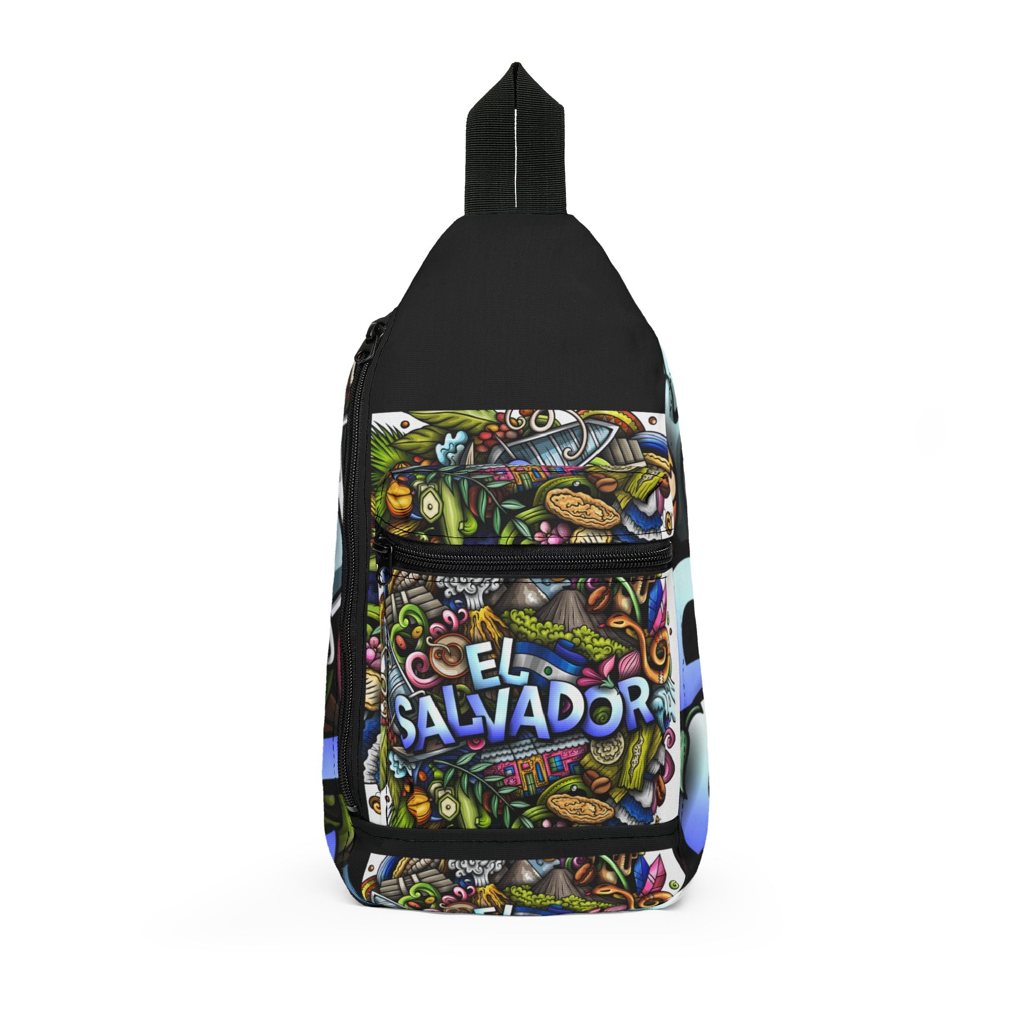 El Salvador Doodle Art Sling Bag | Black