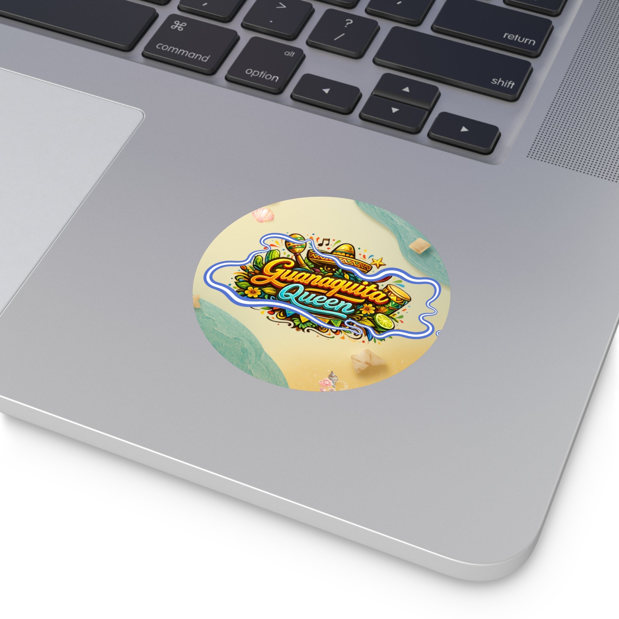 Guanquita Queen Round Vinyl Sticker — Colorful Latin Food & Fiesta Design