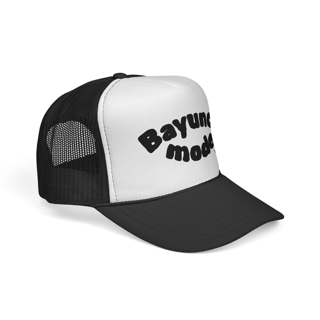 Bayunco Mode trucker cap | retro bubble text mesh hat