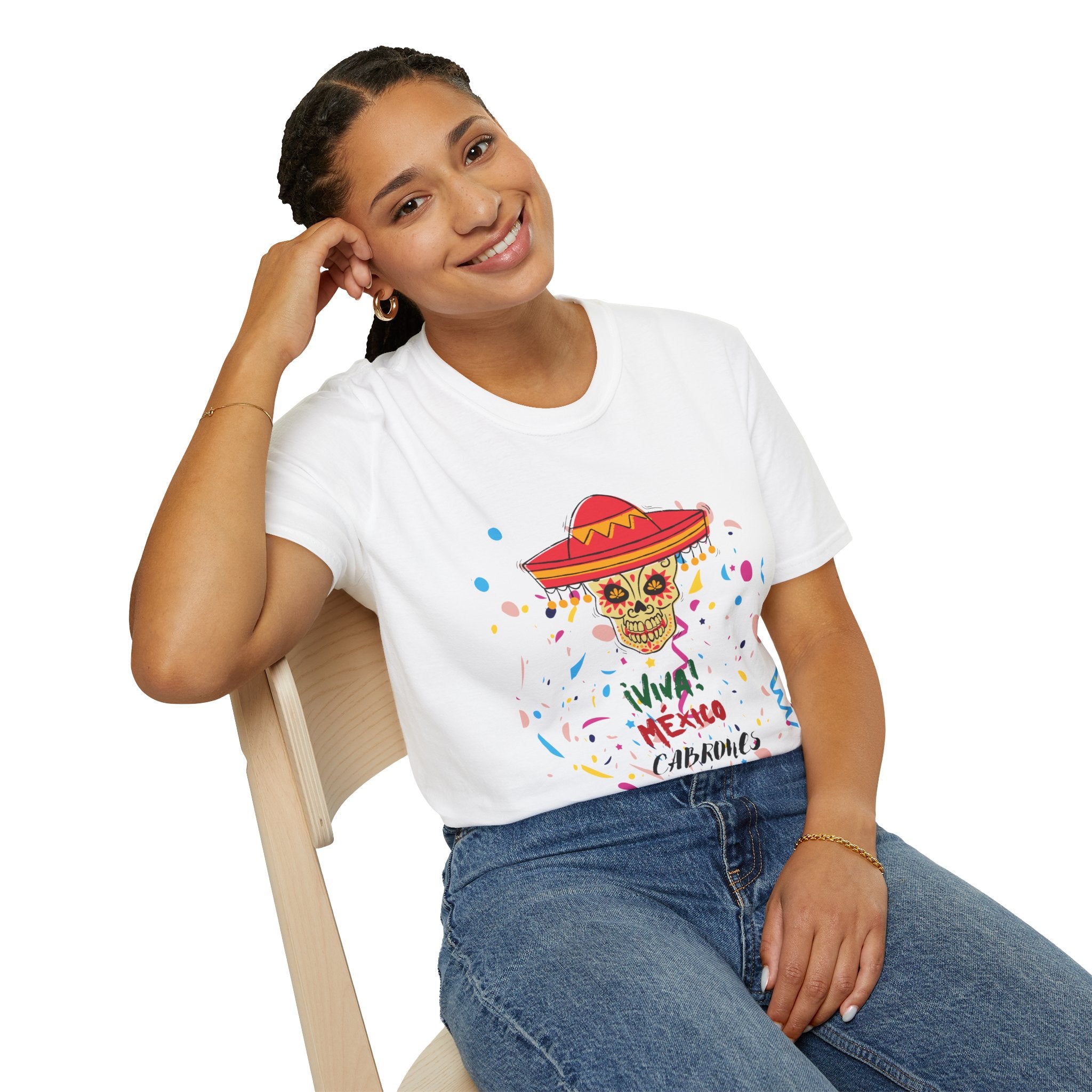 Viva Mexico Cabrones T-Shirt — Sugar Skull Sombrero "Viva Mexico" Design